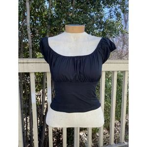Peasant top retro styleBlack, Sz Small